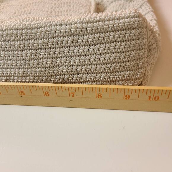 Carlo D'S'anti Knitted White Crochet Cottage Core Cream Purse Bag Beachy Boho - Picture 13 of 14